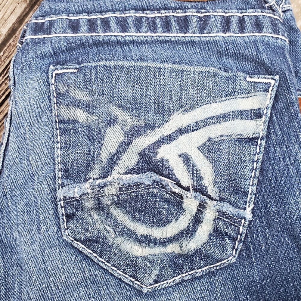 Big Star Jeans 27L Liv Stretch Boot Blue Denim Thick Stitch Mid Rise Women - Picture 7 of 13